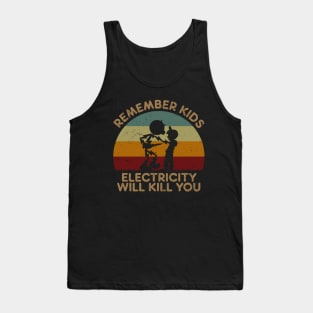 Electricity Will Kill You Kids Retro Sunset Tank Top